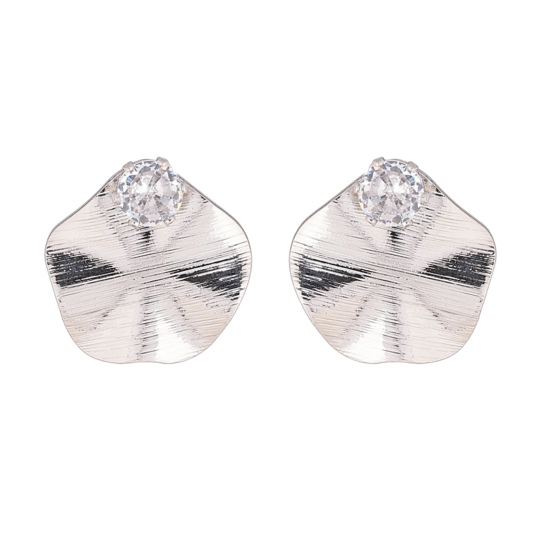 Сережки Xuping колір Родій пусети Декоративні з кристалами фото №1