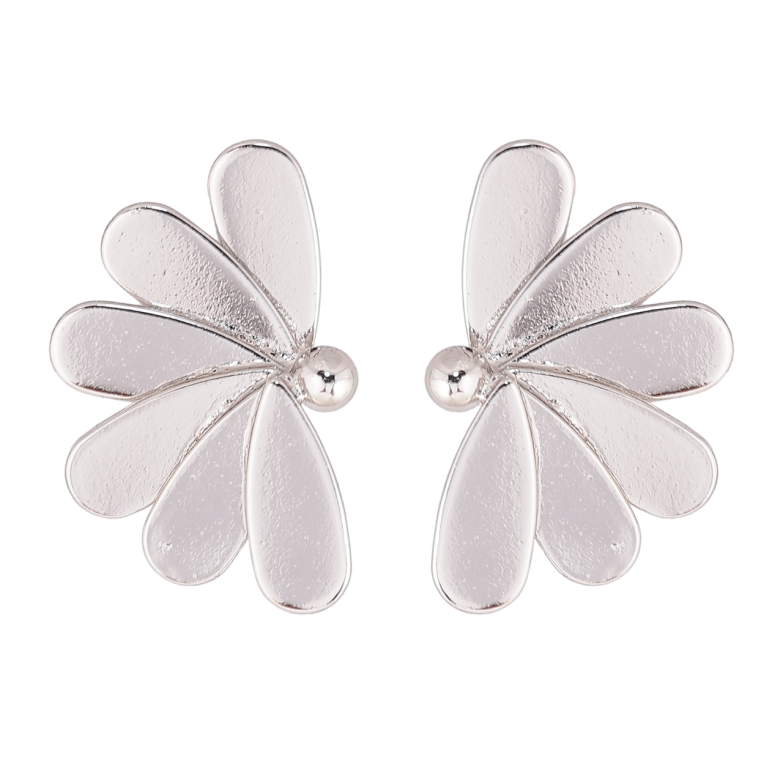 Сережки Xuping колір Родій пусети Половинки квіточок фото №1