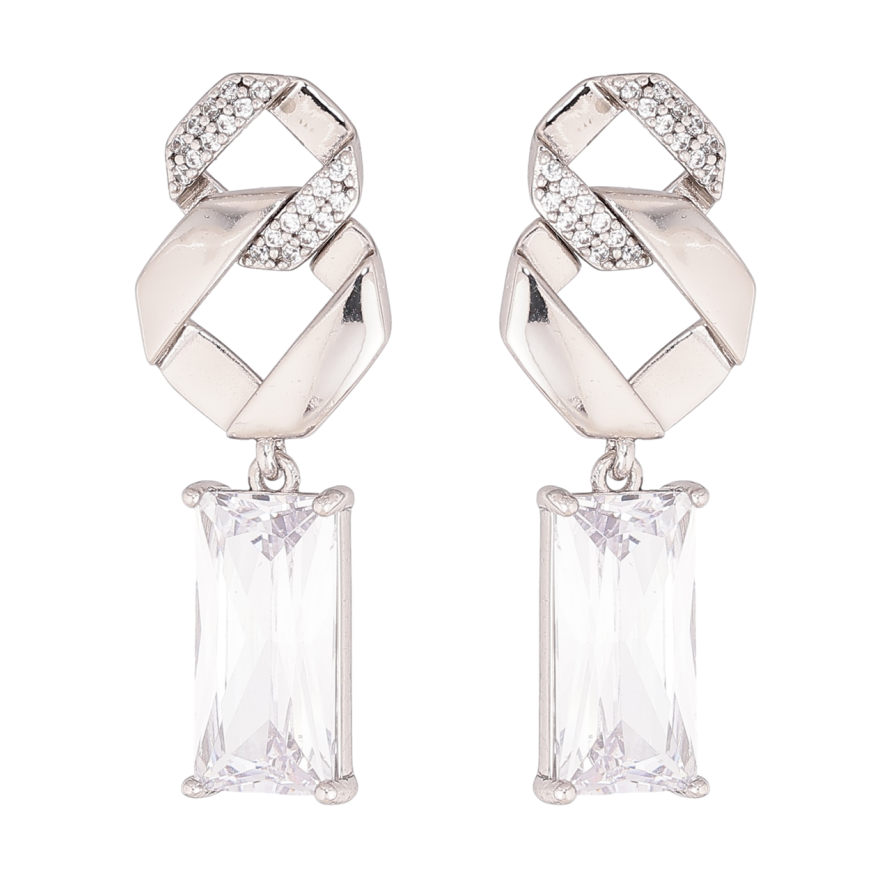 Серьги Xuping цвет Родий пусеты Подвески с кристаллами фото №1