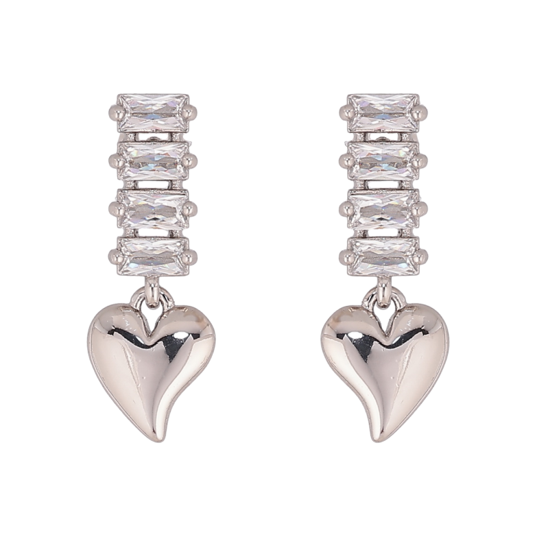 Сережки Xuping колір Родій пусети Підвіски з сердечками фото №1