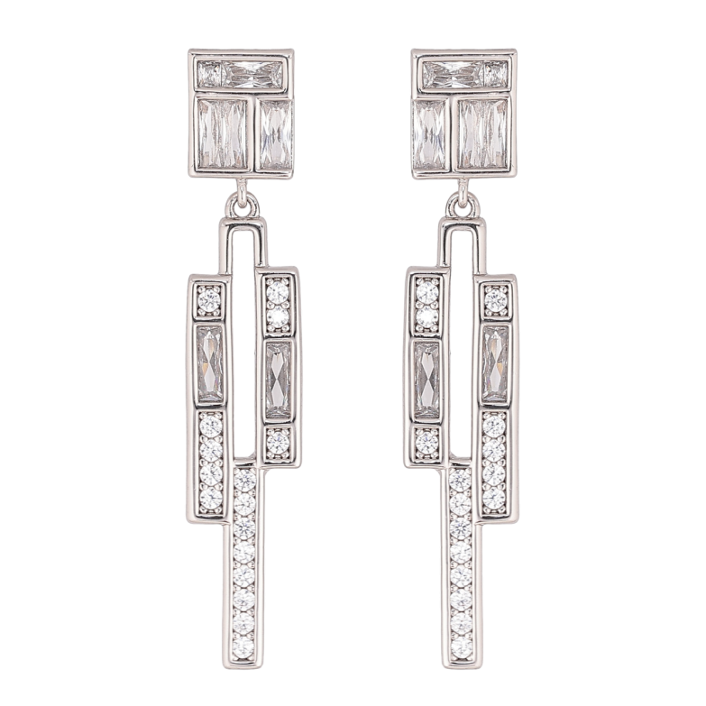 Серьги Xuping цвет Родий пусеты Подвески с кристаллами фото №10