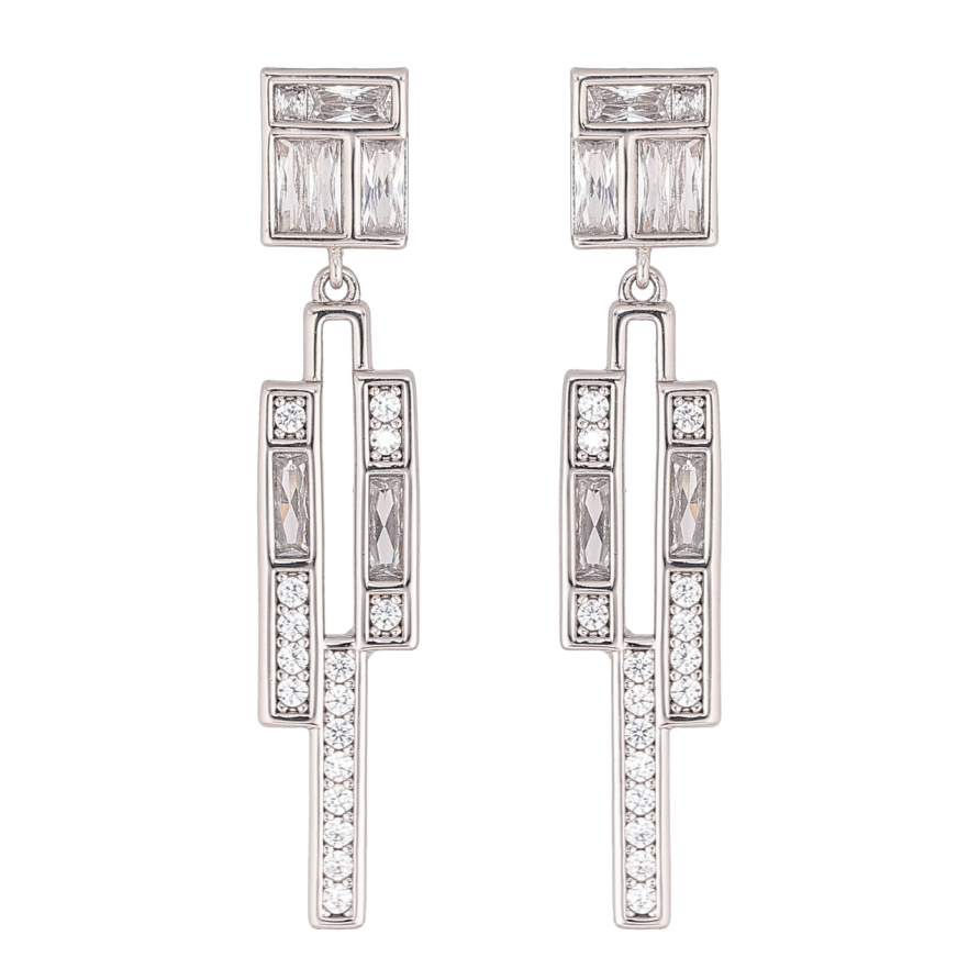 Серьги Xuping цвет Родий пусеты Подвески с кристаллами фото №1