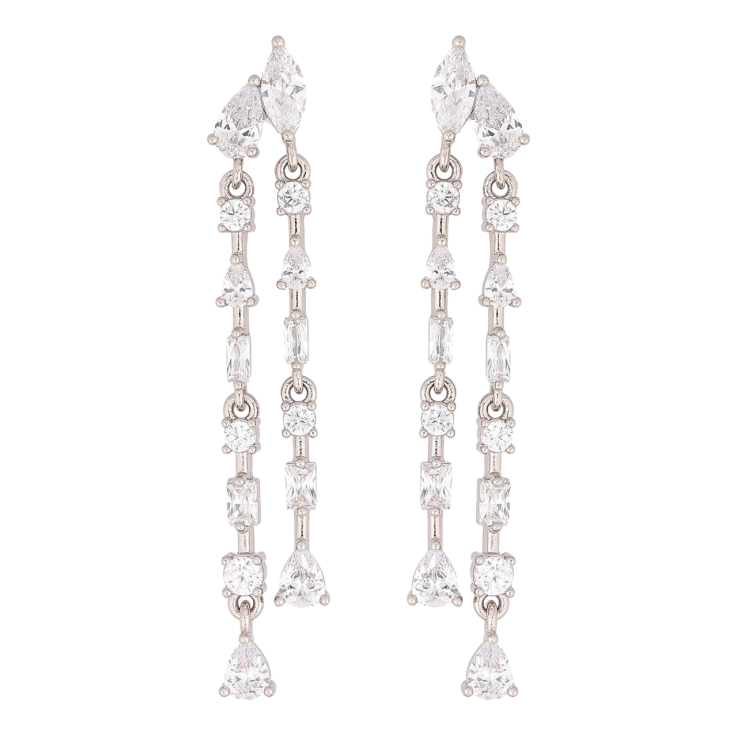 Серьги Xuping цвет Родий пусеты Подвески с кристаллами фото №14