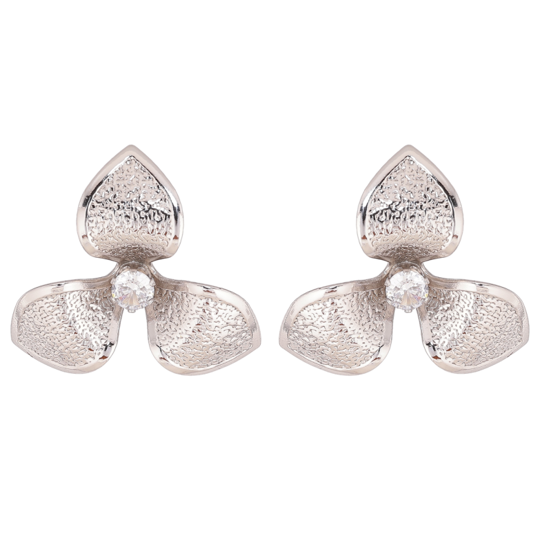 Серьги Xuping цвет Родий пусеты Трилистники фото №1