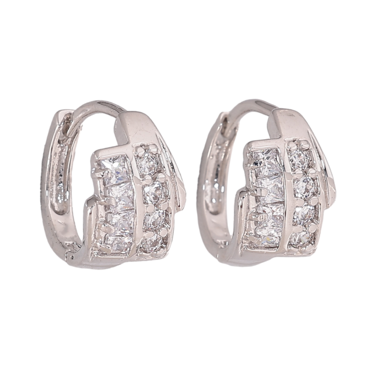 Серьги Xuping M&L Цвет Родий колечки Узор с кристаллами на одну сторону фото №24 Серьги Xuping M&L Цвет Родий колечки Узор с кристаллами на одну сторону фото №24