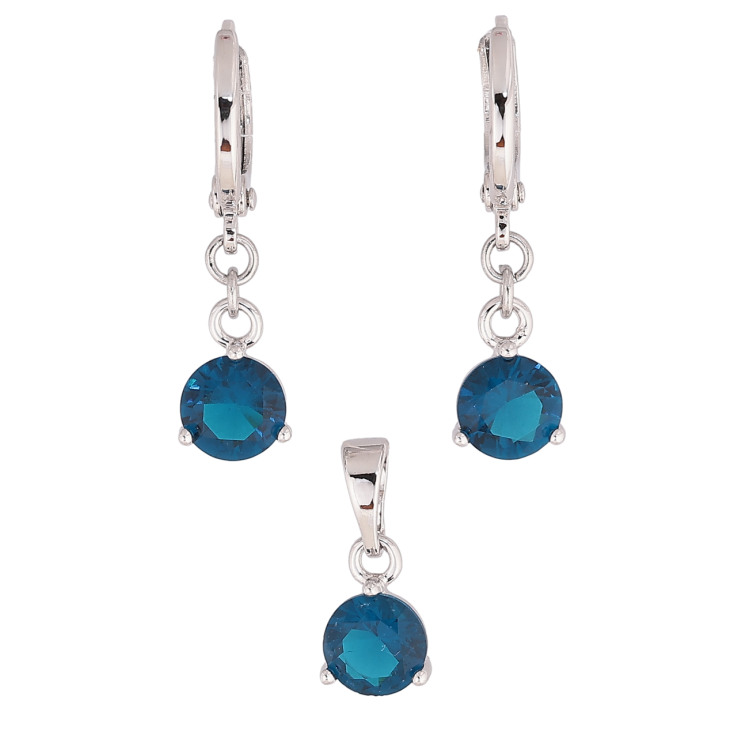 Набір Xuping Колір Родій Сережки Кулон Сині кристали ø 6мм фото №8