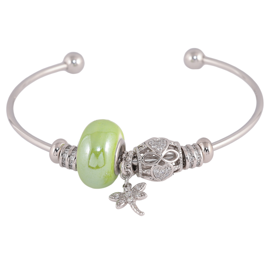 Браслет Xuping Цвет Родий В стиле Pandora, декоративные бусины на жестком кольце ø 6см фото №1