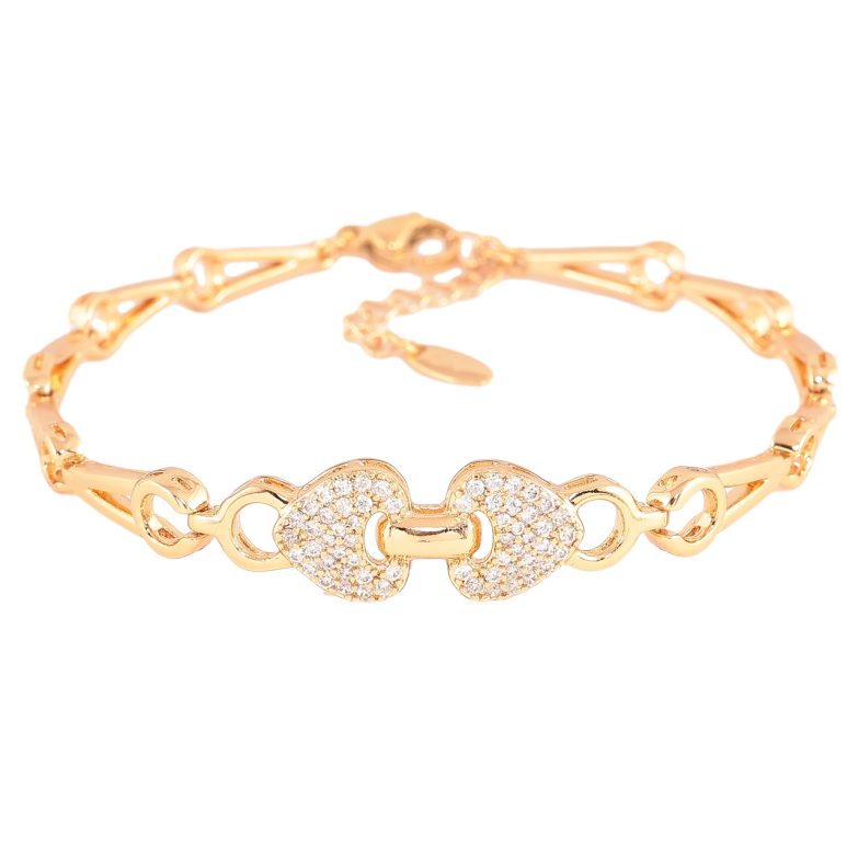 Браслет Xuping Цвет Позолота 18K Узор с кристаллами размер с доп. цепочкой 17-20,5 см х 6-10 мм фото №1