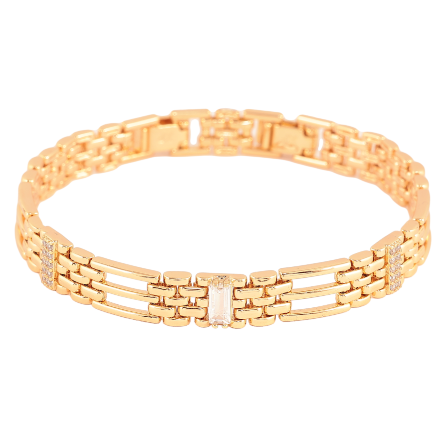 Браслет Xuping Колір Позолота 18K Візерунок з вставками кристалів розмір з додатковим замком 17,19см х 8мм фото №1 Браслет Xuping Колір Позолота 18K Візерунок з вставками кристалів розмір з додатковим замком 17,19см х 8мм фото №1