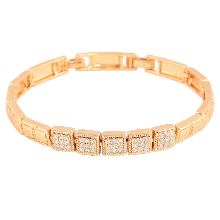 Браслет Xuping Цвет Позолота 18K Узор с инкрустацией кристаллами размер с дополнительным замком 17,19.5 см х 6-7 мм фото №2 Браслет Xuping Цвет Позолота 18K Узор с инкрустацией кристаллами размер с дополнительным замком 17,19.5 см х 6-7 мм фото №2