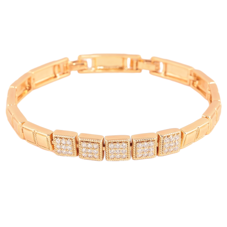 Браслет Xuping Колір Позолота 18K Візерунок з інкрустацією кристалами розмір з додатковим замком 17,19.5см х 6-7мм фото №1