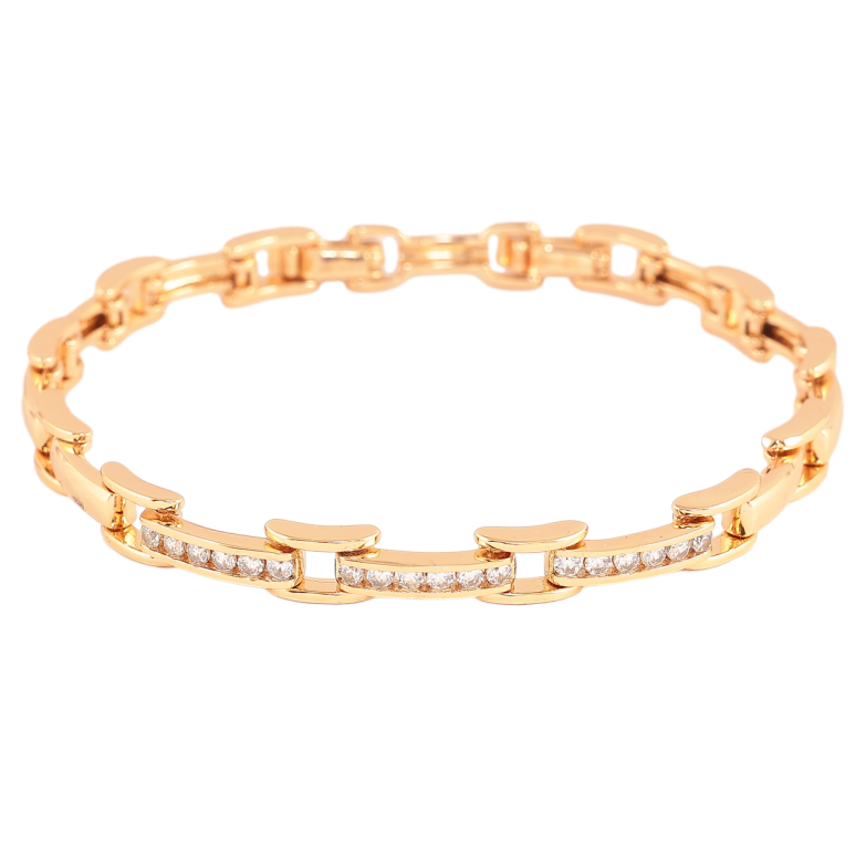 Браслет Xuping Цвет Позолота 18K Узор с дорожками кристаллов размер с дополнительным замком 17,5,19,5 см х 4-6 мм фото №2 Браслет Xuping Цвет Позолота 18K Узор с дорожками кристаллов размер с дополнительным замком 17,5,19,5 см х 4-6 мм фото №2