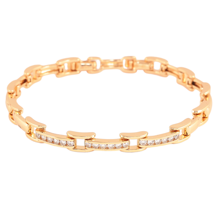 Браслет Xuping Цвет Позолота 18K Узор с дорожками кристаллов размер с дополнительным замком 17,5,19,5 см х 4-6 мм фото №1 Браслет Xuping Цвет Позолота 18K Узор с дорожками кристаллов размер с дополнительным замком 17,5,19,5 см х 4-6 мм фото №1