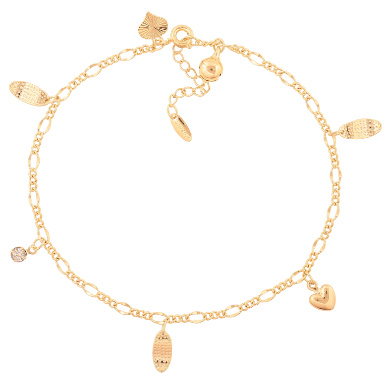 Браслет Xuping Колір Позолота 18K на ногу Ланцюжок з підвісками розмір з дод. ланцюжком 22.5-25.5см х 3мм фото №2 Браслет Xuping Колір Позолота 18K на ногу Ланцюжок з підвісками розмір з дод. ланцюжком 22.5-25.5см х 3мм фото №2