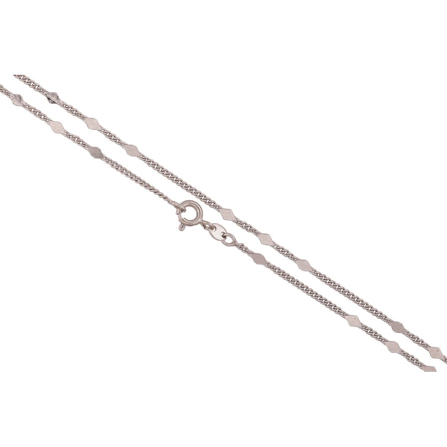 Ланцюжок Xuping Колір Родій Плетіння Панцирне з прокатаними ромбами довжина 45см х 1.5-3мм фото №1