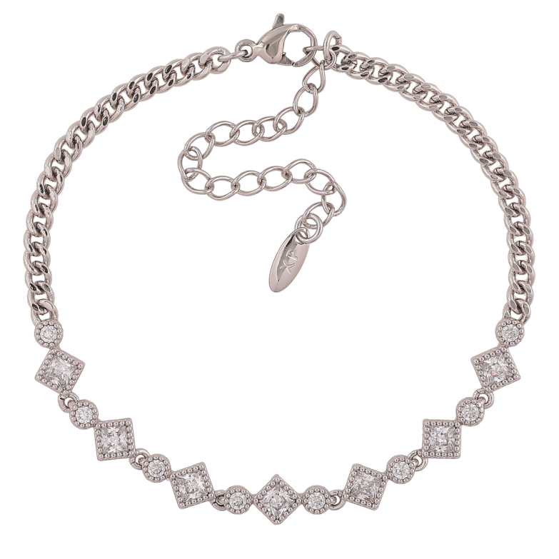 Браслет Xuping Колір Родій Ланцюжок з доріжкою кристалів розмір з дод. ланц. 17-22см х 3-6мм фото №1