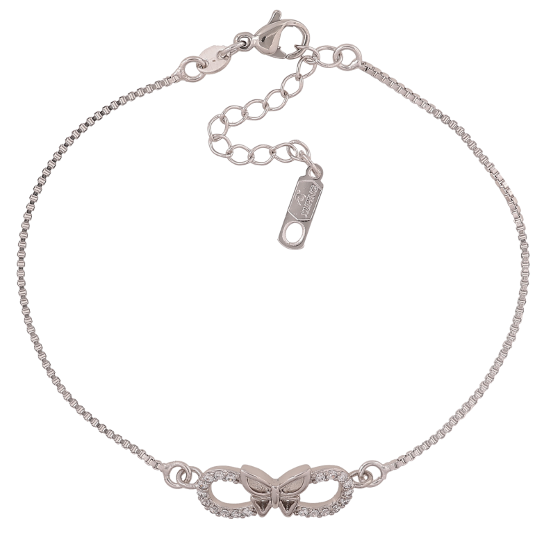 Браслет Xuping Цвет Родий Цепочка со вставкой бабочка размер с доп.цеп. 18-22см х 1мм фото №1