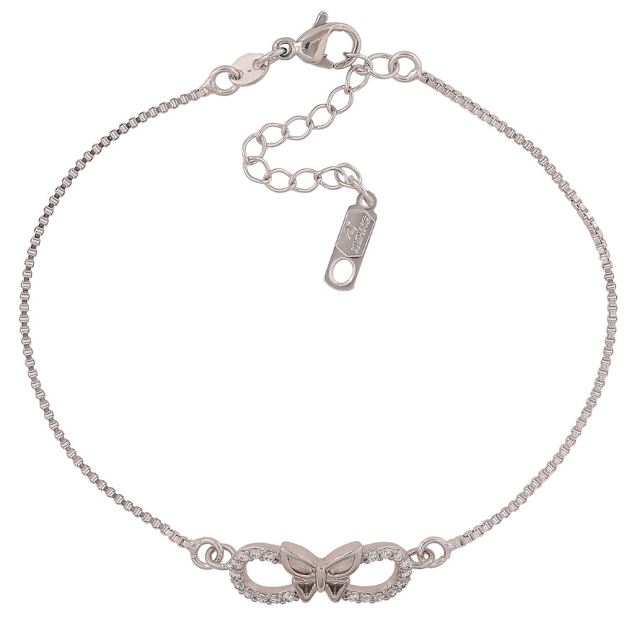 Браслет Xuping Цвет Родий Цепочка со вставкой бабочка размер с доп.цеп. 18-22см х 1мм фото №1 Браслет Xuping Цвет Родий Цепочка со вставкой бабочка размер с доп.цеп. 18-22см х 1мм фото №1