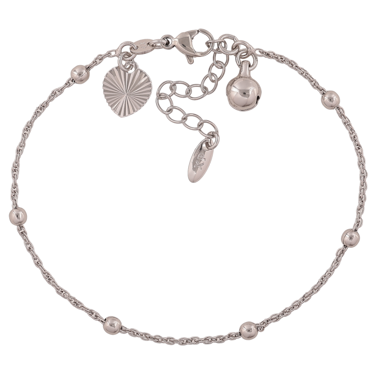 Браслет Xuping Цвет Родий Цепочка Кордовая с бусинами размер с доп.цеп. 17.5-21см х 18-21.5мм фото №2 Браслет Xuping Цвет Родий Цепочка Кордовая с бусинами размер с доп.цеп. 17.5-21см х 18-21.5мм фото №2