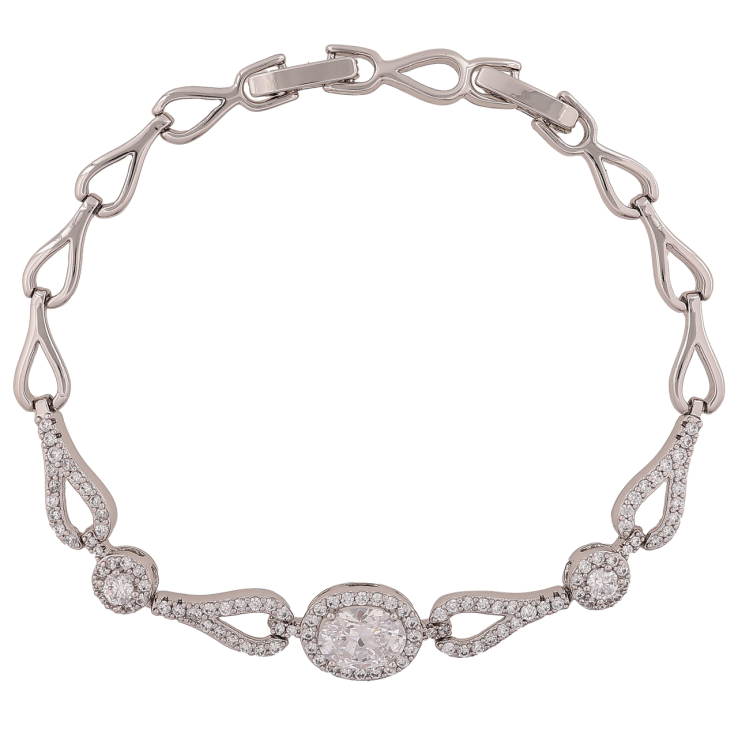 Браслет Xuping Цвет Родий Узор с кристаллами размер с доп. замком 16.5,18.5см х 5-9мм фото №6