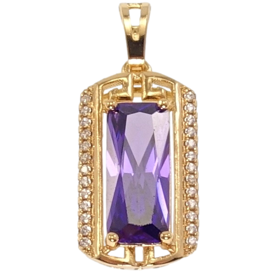 Кулон Xuping Позолота 18 К Фіолетовий Прямокутний Кристал Оправа в Грецькому Стилі з Інкрустацією фото №1 Кулон Xuping Позолота 18 К Фіолетовий Прямокутний Кристал Оправа в Грецькому Стилі з Інкрустацією фото №1