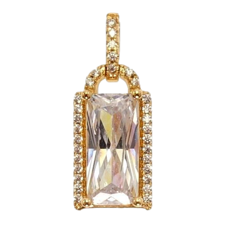 Кулон Xuping Позолота 18 К Прямоугольный Кристалл в Фигурной Рамке с Инкрустацией Мелкий Цирконий фото №1