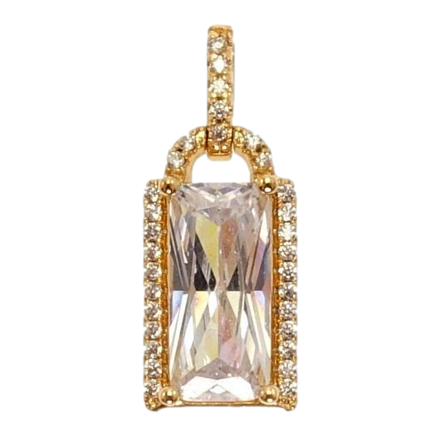 Кулон Xuping Позолота 18 К Прямоугольный Кристалл в Фигурной Рамке с Инкрустацией Мелкий Цирконий фото №1