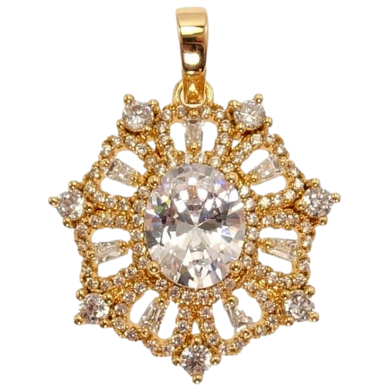 Кулон Xuping Позолота 18 К Вставка Овальный Кристалл в Ажурной Оправе с Инкрустацией Цирконий фото №1