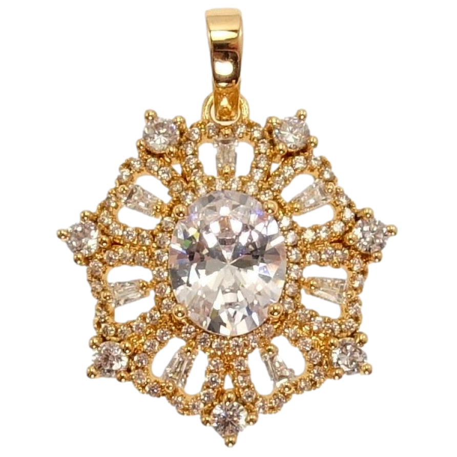 Кулон Xuping Позолота 18 К Вставка Овальний Кристал в Ажурній Оправі з Інкрустацією Цирконій фото №1