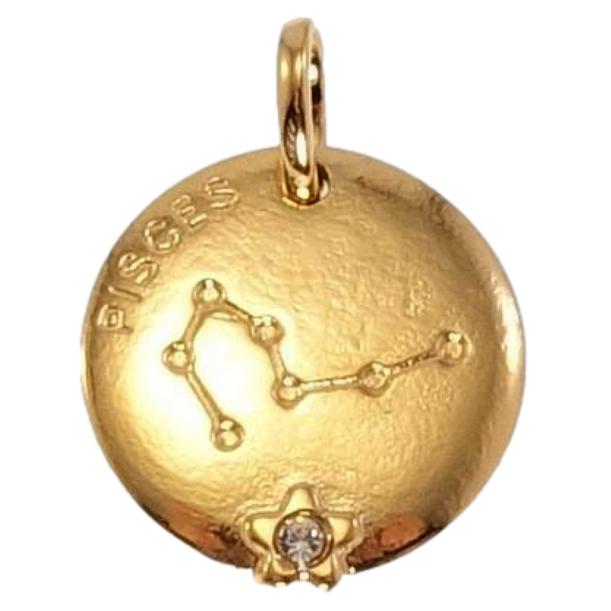 Кулон Xuping Позолота 18 К Круглый Двухсторонний Медальон Знак Зодиака Рыбы фото №1