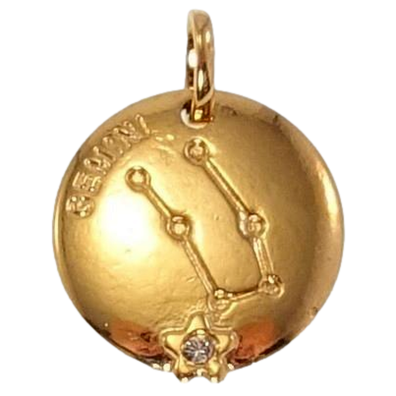 Кулон Xuping Позолота 18 К Круглый Двухсторонний Медальон Знак Зодиака Близнецы фото №1