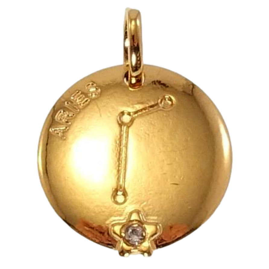 Кулон Xuping Позолота 18 К Круглий Двосторонній Медальйон Знак Зодіаку Овен фото №1