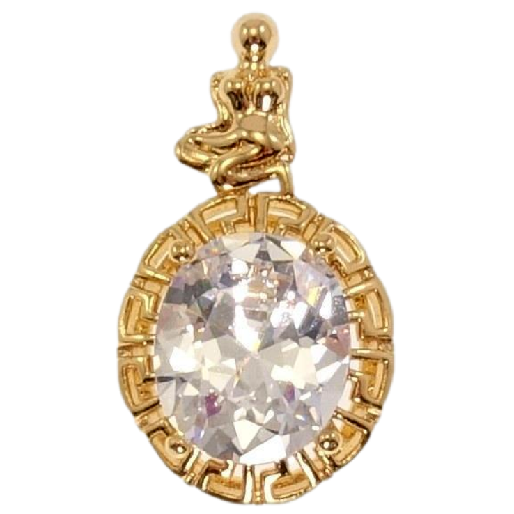 Кулон Xuping Позолота 18 К Діва Вставка Гранений Овальний Кристал Окантовка Меандрова Лінія фото №14