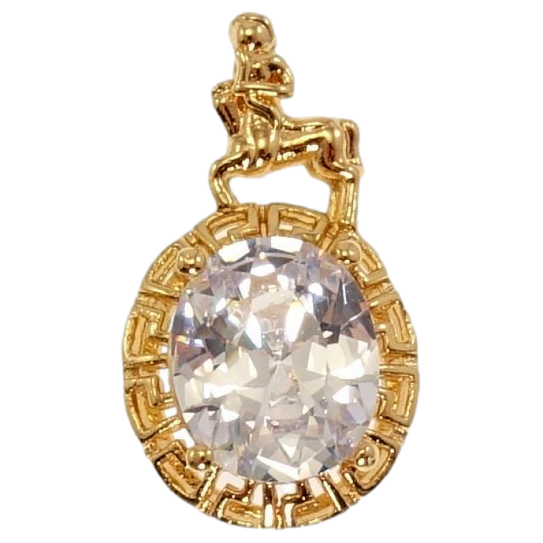 Кулон Xuping Позолота 18 К Стрілець Вставка Гранений Овальний Кристал Окантовка Меандрова Лінія фото №1