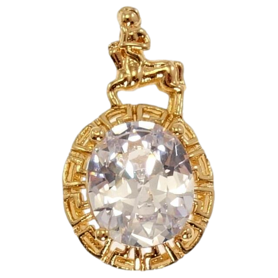 Кулон Xuping Позолота 18 К Стрілець Вставка Гранений Овальний Кристал Окантовка Меандрова Лінія фото №1 Кулон Xuping Позолота 18 К Стрілець Вставка Гранений Овальний Кристал Окантовка Меандрова Лінія фото №1