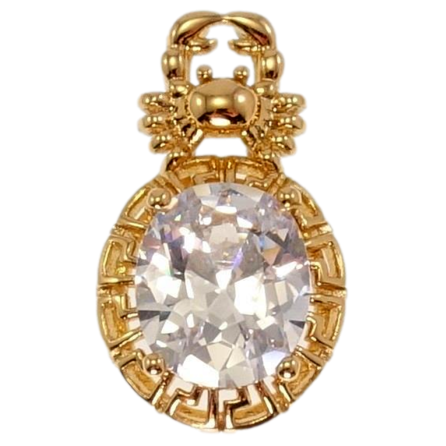 Кулон Xuping Позолота 18 К Рак Вставка Гранений Овальний Кристал Окантовка Меандрова Лінія фото №1 Кулон Xuping Позолота 18 К Рак Вставка Гранений Овальний Кристал Окантовка Меандрова Лінія фото №1