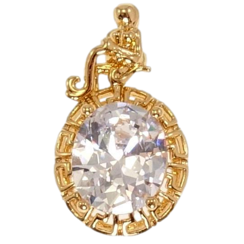 Кулон Xuping Позолота 18 К Водолей Вставка Граненый Овальный Кристалл Окантовка Меандровая Линия фото №1