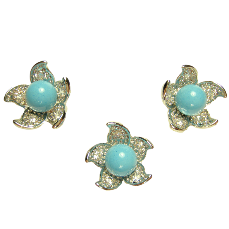 Набір Xuping Родій Сережки Кулон Квітка П'ять Загострених Пелюсток Вставка Блакитна Бусина фото №4