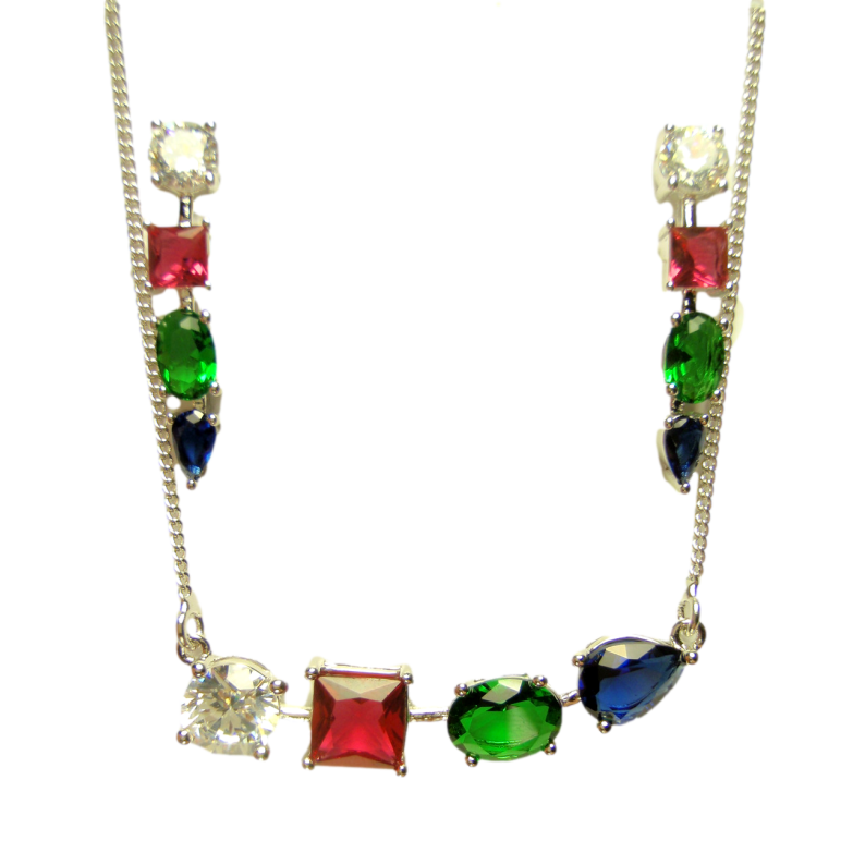 Набор Xuping Родий Колье+Серьги Четыре Ярких Фигурных Кристалла длина 44-47 см фото №3