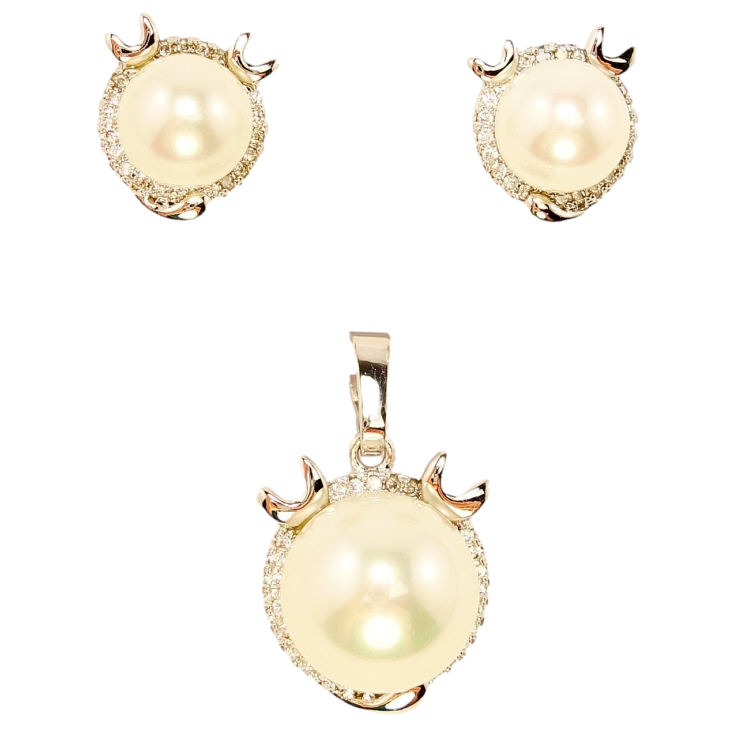 Набір Xuping Родій Сережки Кулон Перлина в Декоративній Оправі з Інкрустацією Дрібний Цирконій фото №7