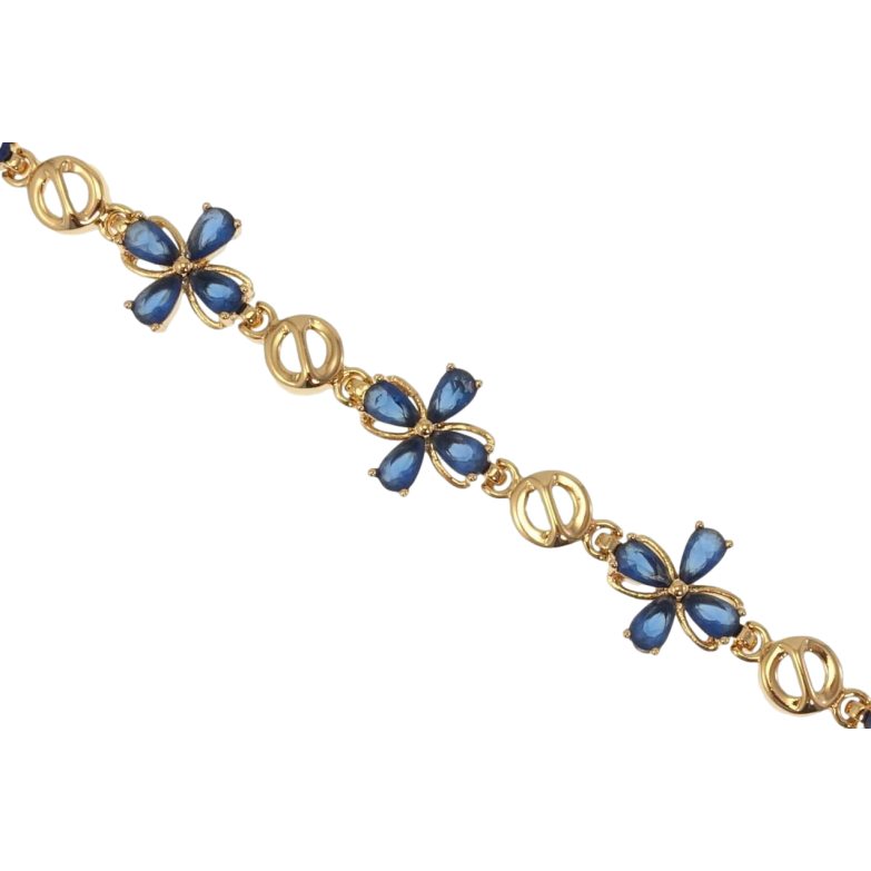 Браслет Xuping Позолота 18K Чотирилистки Сині Кристали довжина з дод. замком 17.5,20см х 6-11мм фото №1