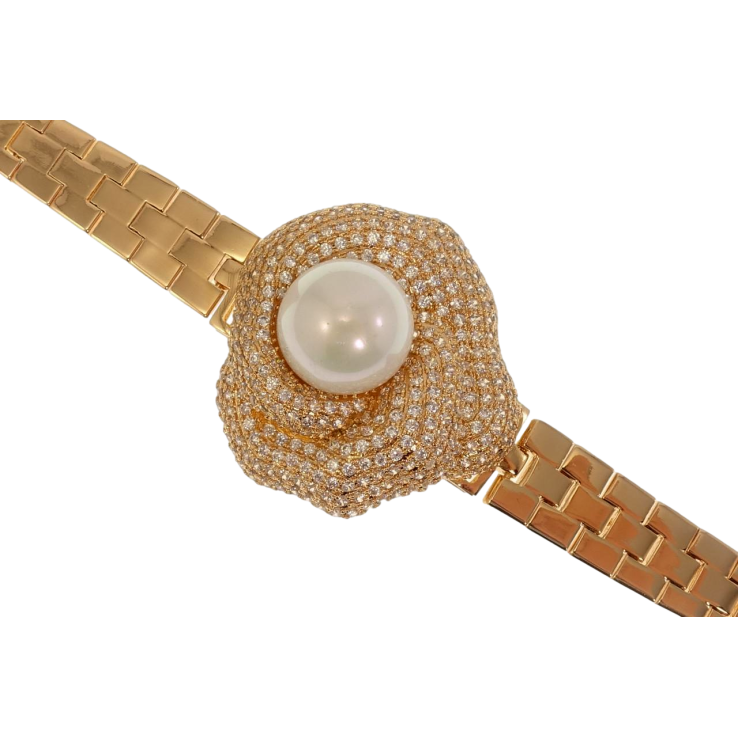 Браслет Xuping Позолота 18K Перлина в Широкій Фігурній Оправі з Інкрустацією Цирконій довжина 19,5см х 10мм фото №22