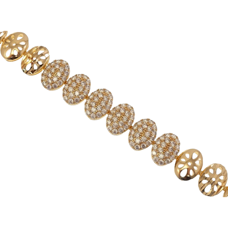 Браслет Xuping Позолота 18K Звенья Овалы Вырезы Капельки и Цирконий доп.замок размер 17,5;19,5см х 12мм фото №1