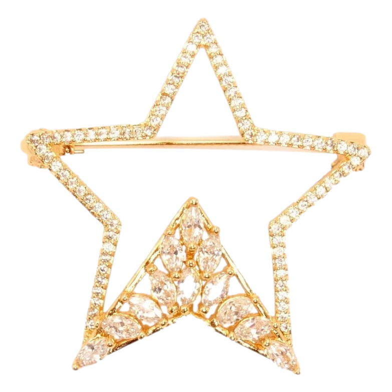 Брошка Xuping Позолота 18K Зірочка Декор Куточок Інкрустація Кристали фото №1