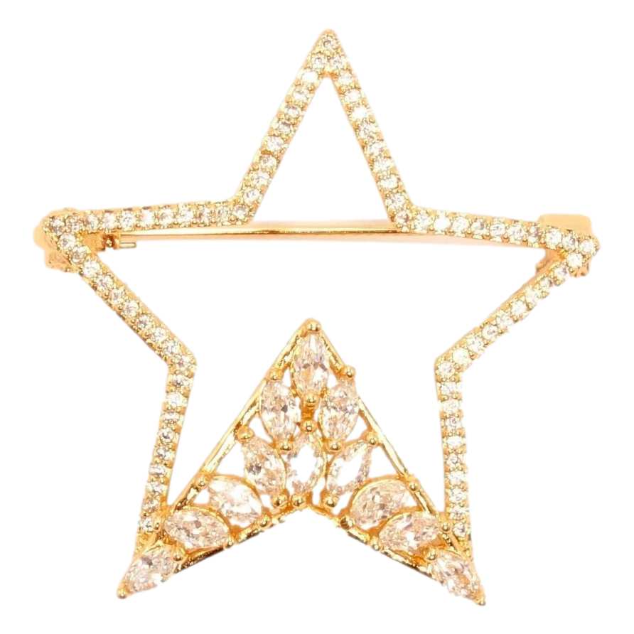 Брошка Xuping Позолота 18K Зірочка Декор Куточок Інкрустація Кристали фото №1