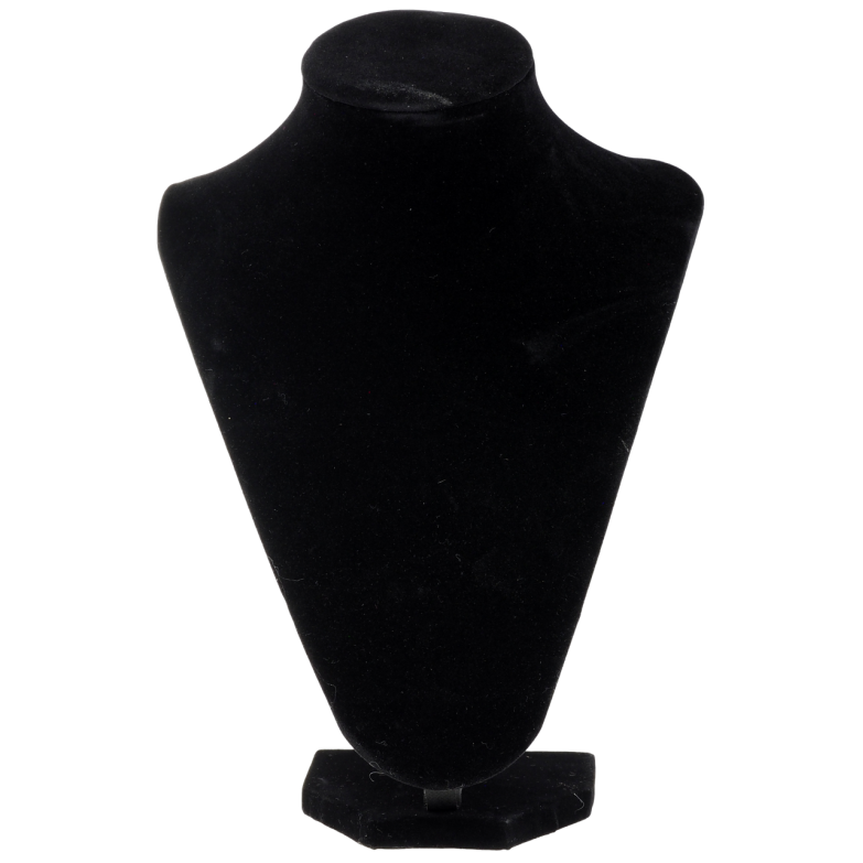 УЦІНКА Незначні потертості. Підставка Шия під кольє, ланцюжки Чорна бархатиста ВШ - 24х18 см фото №1