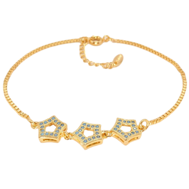 Браслет Xuping Позолота 18K Зоряне Тріо довжина з дод. ланцюжком 17,5-20,5см. фото №22 Браслет Xuping Позолота 18K Зоряне Тріо довжина з дод. ланцюжком 17,5-20,5см. фото №22