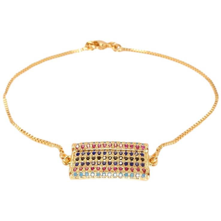 Браслет Xuping Позолота 18K Прямокутна Сполучна Вставка Інкрустація Дрібні Кольорові Кристали довжина фото №16