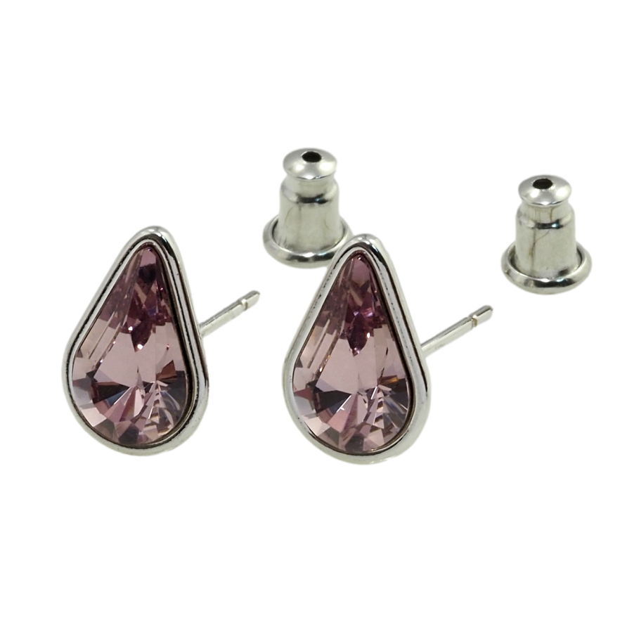 Сережки Xuping колір Родій з кристалами Swarovski пусети Бузковий Кристал Крапелька фото №1
