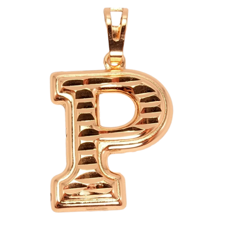 Кулон Xuping Позолота РВ Литера P з Візерунком Алмазні Насічки фото №1